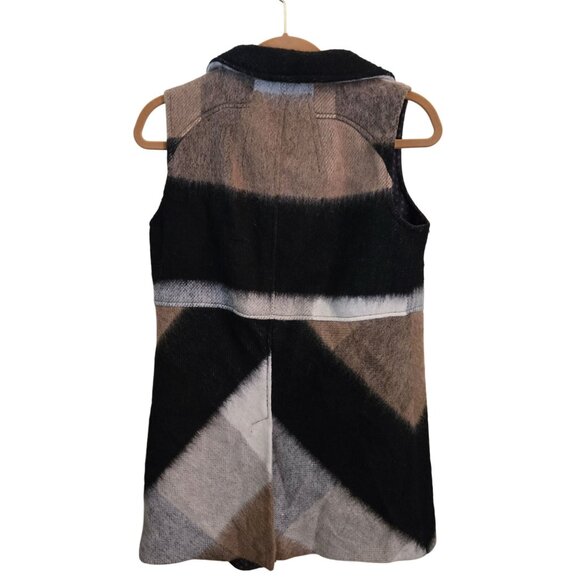 Anthropologie Elevenses Buffalo Plaid Vest Western Blanket Size S - Picture 3 of 11